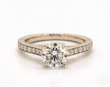 Classic Crossover Trellis Pave Engagement Ring in 14K Yellow Gold 2.30mm Width Band (Setting Price)