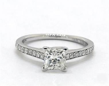 Classic Crossover Trellis Pave Engagement Ring in 18K White Gold 2.30mm Width Band (Setting Price)