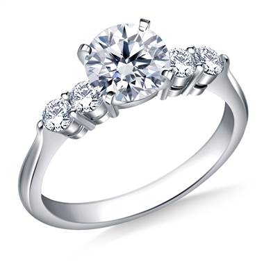 Classic Five Stone Diamond Engagement Ring in 18K White Gold (3/8 cttw.)