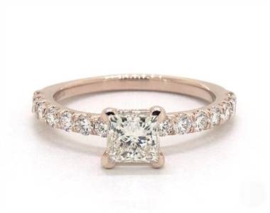 Classic Flush Pave .56ctw Engagement Ring in 14K Rose Gold 2.00mm Width Band (Setting Price)