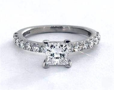 Classic Flush Pave .56ctw Engagement Ring in 14K White Gold 2.00mm Width Band (Setting Price)
