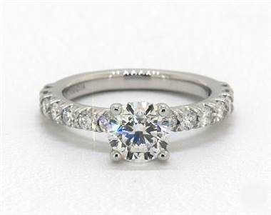 Classic Flush Pave .56ctw Engagement Ring in Platinum 2.00mm Width Band (Setting Price)