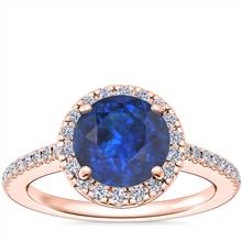 Classic Halo Diamond Engagement Ring with Round Sapphire in 14k Rose Gold (8mm) | Blue Nile