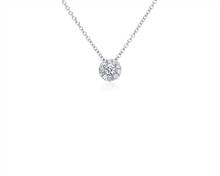 Classic Halo Diamond Pendant Necklace In 14k White Gold (1/4 ct. tw.) | Blue Nile