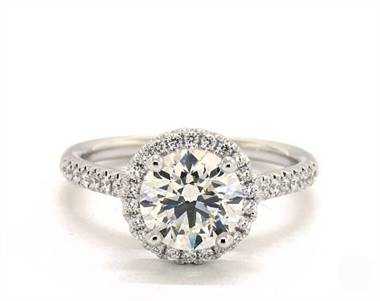 Classic Halo Pave .23ctw Engagement Ring in 14K White Gold 1.80mm Width Band (Setting Price)