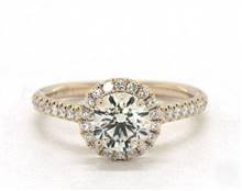 Classic Halo Pave .23ctw Engagement Ring in 18K Yellow Gold 1.80mm Width Band (Setting Price) | James Allen