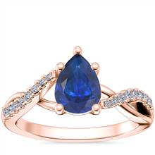 Classic Petite Twist Diamond Engagement Ring with Pear-Shaped Sapphire in 14k Rose Gold (7x5mm) | Blue Nile