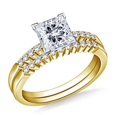 Classic Prong Set Diamond Ring with Matching Band in 18K Yellow Gold (1/4 cttw)