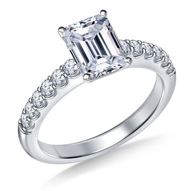 Classic Prong Set Round Diamond Engagement Ring in 18K White Gold (1/3 cttw.)