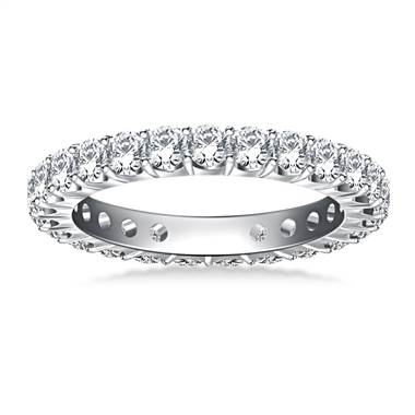 Classic Prong Set Round Diamond Eternity Ring in 14K White Gold (1.20 - 1.40 cttw.)