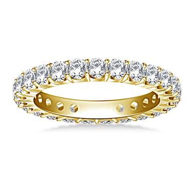 Classic Prong Set Round Diamond Eternity Ring in 14K Yellow Gold (1.20 - 1.40 cttw.)