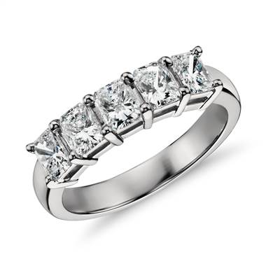 Classic Radiant Cut Five Stone Diamond Ring in Platinum (1 ct. tw.)
