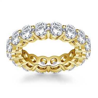 Classic Round Cut Diamond Eternity Ring in 18K Yellow Gold (5.19 - 5.89 cttw.)