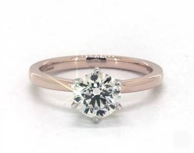 Classic Six Prong Comfort Fit Engagement Ring in 14K Rose Gold 2.00mm Width Band (Setting Price)