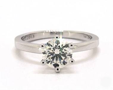 Classic Six Prong Comfort Fit Engagement Ring in 18K White Gold 2.00mm Width Band (Setting Price)