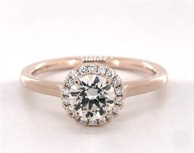 Classic Sleek Pave Halo Engagement Ring in 14K Rose Gold 4mm Width Band (Setting Price)