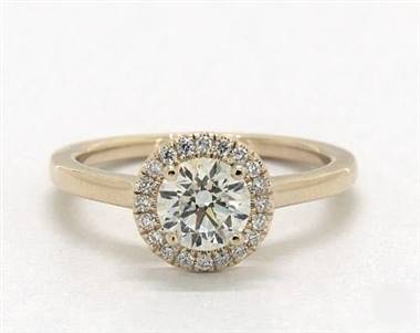 Classic Sleek Pave Halo Engagement Ring in 14K Yellow Gold 4mm Width Band (Setting Price)