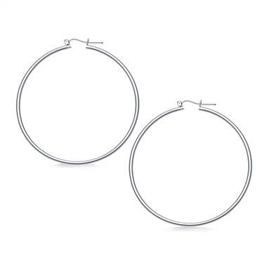 Classic Slim Hoop Earrings in 14K White Gold