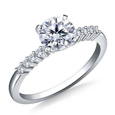 Classic Solitaire Diamond Accent Engagement Ring in 18K White Gold (1/8 cttw.)