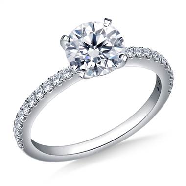 Classic Split Prong Set Round Diamond Ring in 14K White Gold (1/4 cttw.)