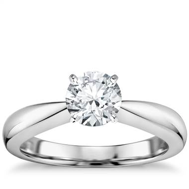 Classic Tapered Solitaire Engagement Ring in 18k White Gold