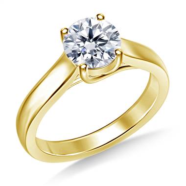Classic Trellis Round Solitaire Diamond Ring in 14K Yellow Gold