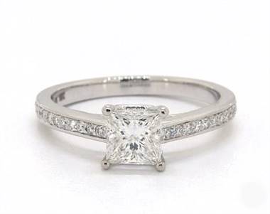 Classic Wire Basket Pave Engagement Ring in 14K White Gold 2.20mm Width Band (Setting Price)