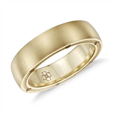 Colin Cowie Men's Brushed Diamond Wedding Ring in 18k Yellow Gold (6mm)