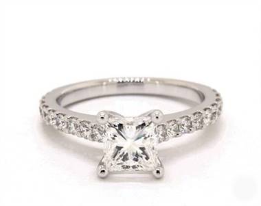 Common Prong Diamond Side Stone Engagement Ring in 14K White Gold 2.20mm Width Band (Setting Price)
