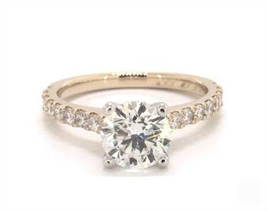 Common Prong Diamond Side Stone Engagement Ring in 14K Yellow Gold 2.20mm Width Band (Setting Price)