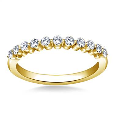 Common Prong Set Diamond Accented Diamond Band in 14K Yellow Gold (3/8 cttw.)
