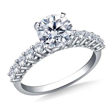 Common Prong Set Diamond Encrusted Engagement Ring in 14K White Gold (1/2 cttw.)