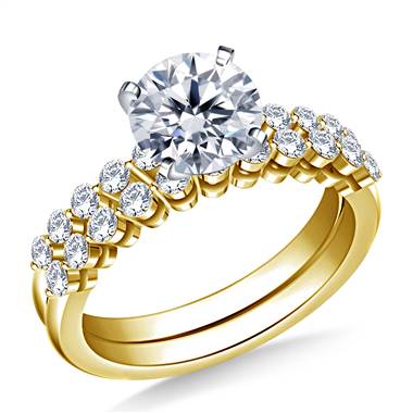 Common Prong Set Diamond Ring with Matching Band in 14K Yellow Gold (3/4 cttw.)