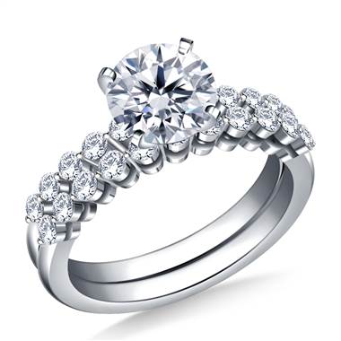 Common Prong Set Diamond Ring with Matching Band in 18K White Gold (3/4 cttw.)