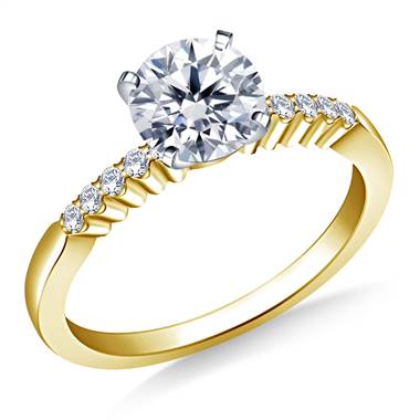 Common Prong Set Round Diamond Engagement Ring in 14K Yellow Gold (1/10 cttw)