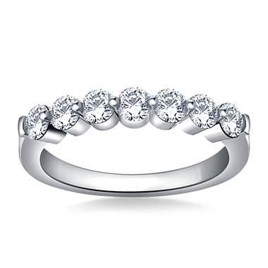 Common Prong Seven Stone Round Diamond Band in 14K White Gold (1.00 cttw.)