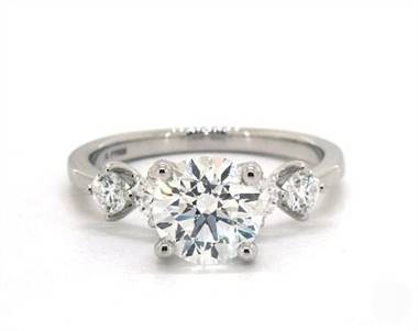 Common Prong Side-Stone 4-Diamond Engagement Ring in 14K White Gold 4mm Width Band (Setting Price)