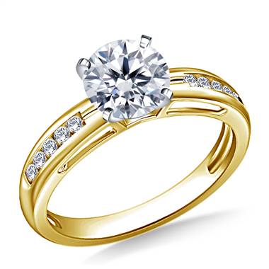 Contemporary Channel Set Round Diamond Engagement Ring in 18K Yellow Gold (1/7 cttw.)
