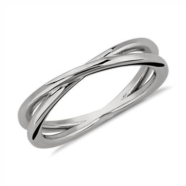 "Contemporary Criss-Cross Ring in 14k White Gold"