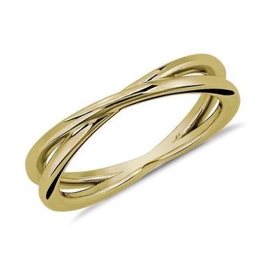 "Contemporary Criss-Cross Ring in 14k Yellow Gold"