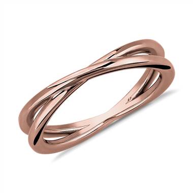 "Contemporary Criss-Cross Ring in 18k Rose Gold"