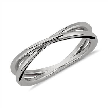 "Contemporary Criss-Cross Ring in 18k White Gold"