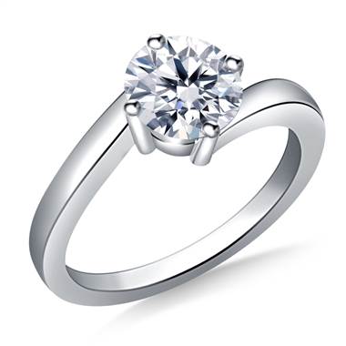 Contemporary Solitaire Diamond Ring in 14K White Gold (2.0 mm)