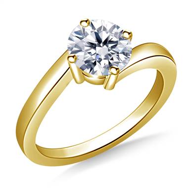 Contemporary Solitaire Diamond Ring in 14K Yellow Gold (2.0 mm)