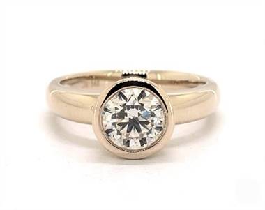 Contemporary Solitaire Thin Bezel-Set Engagement Ring in 14K Yellow Gold 4mm Width Band (Setting Price)