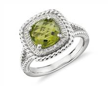 Corda Cushion-Cut Peridot Halo Ring In Sterling Silver (8mm) | Blue Nile