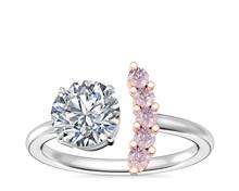 Crescent Fancy Pink Pave Diamond Open Engagement Ring In Platinum (1/10 ct. tw.) | Blue Nile