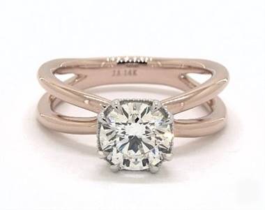 Criss Cross Solitaire Split-Prong Engagement Ring in 14K Rose Gold 8.45mm Width Band (Setting Price)
