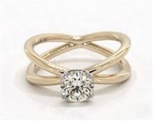 Criss Cross Solitaire Split-Prong Engagement Ring in 14K Yellow Gold 8.45mm Width Band (Setting Price) | James Allen