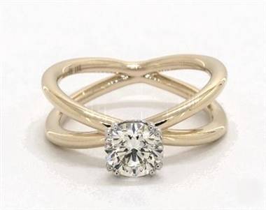 Criss Cross Solitaire Split-Prong Engagement Ring in 14K Yellow Gold 8.45mm Width Band (Setting Price)